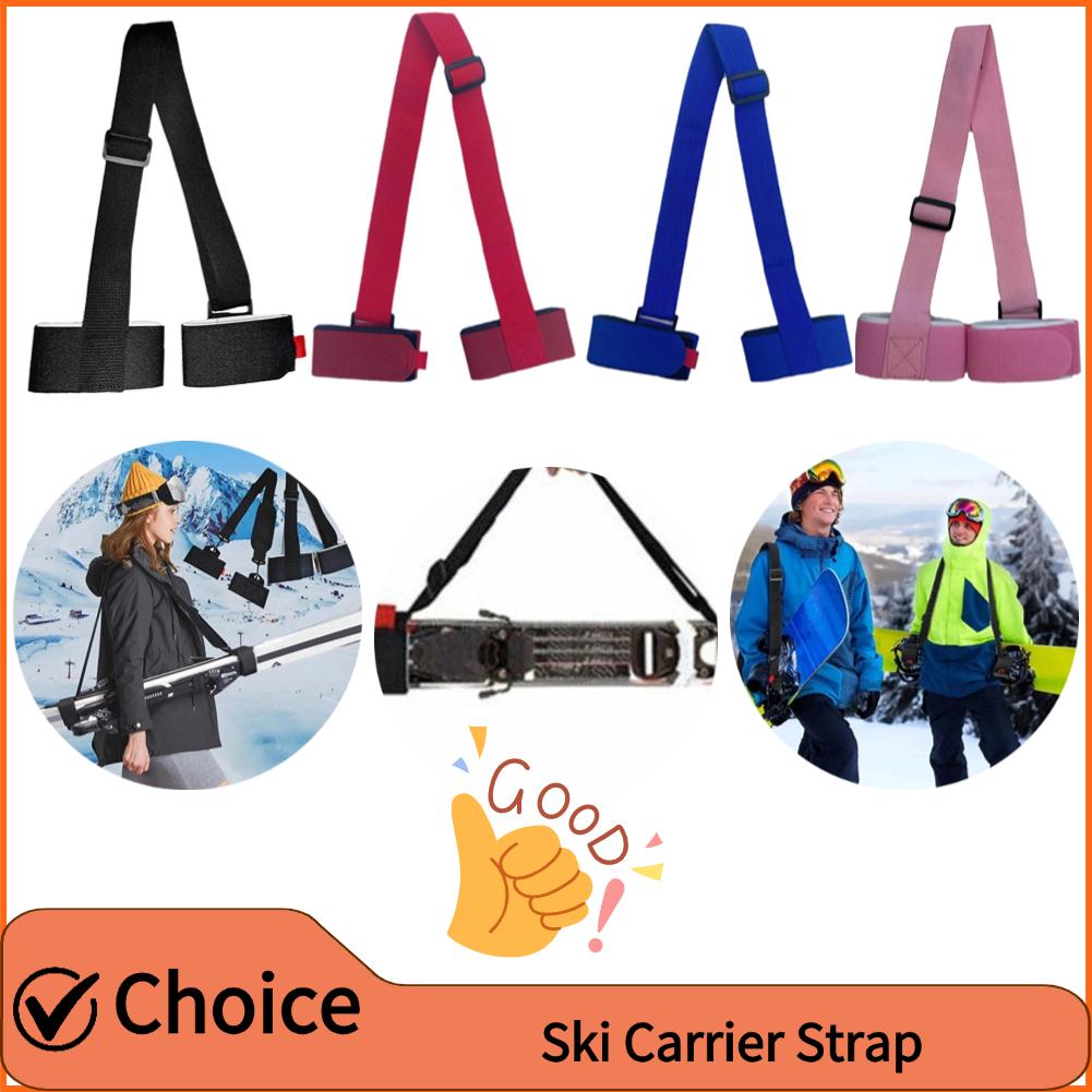 Adjustable Nylon Skiing Bags Pole Shoulder Hand Carrier Lash Handle Straps Porter Hook Loop Protecting For Ski Snowboard