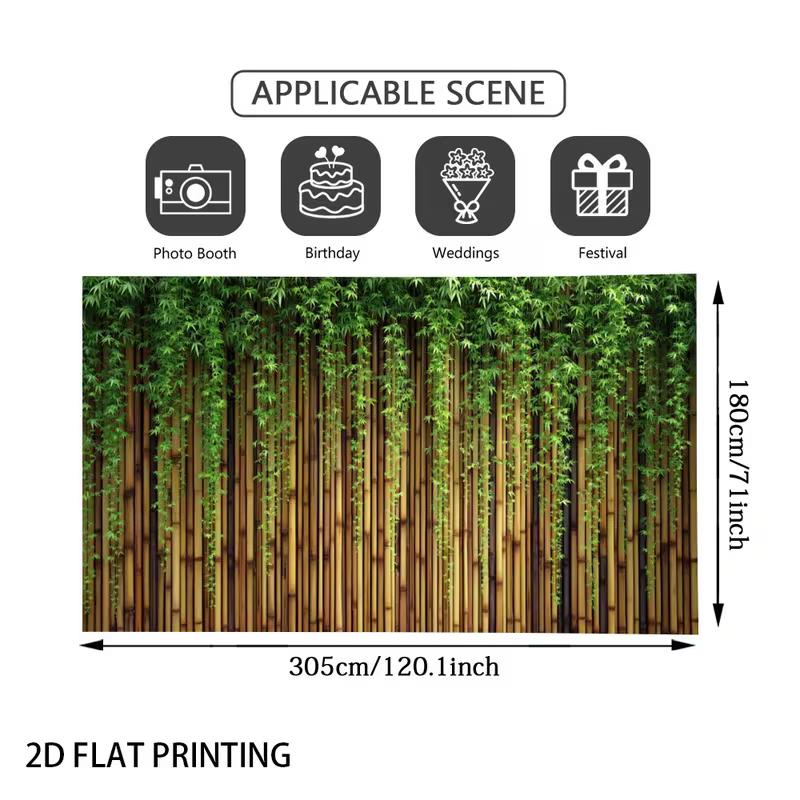 2D Asian Style Bamboo Wall Green Ivy Backdrop Garden Outdoor Fence Banner