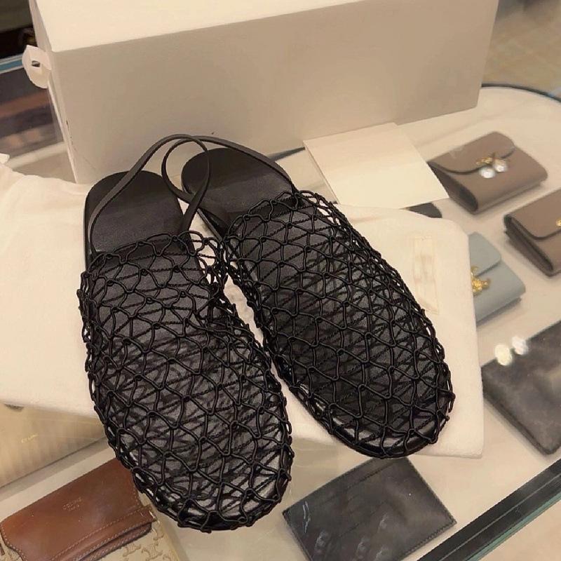 Leather Bag Head Back Strap Fishing Net Hollow Flat Sandals New Beach Half Slippers