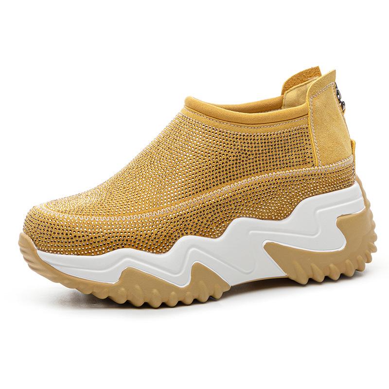 Thick-soled Muffin Rhinestone Casual Shoes Spring and Autumn New Small Light Breathable Dad Shoes