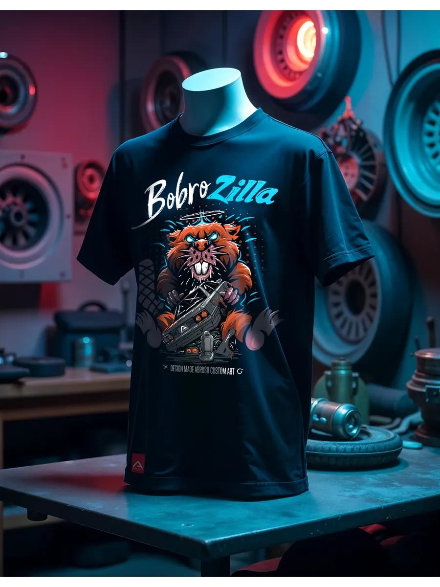 Black t-shirt with bear logo, sport style XL