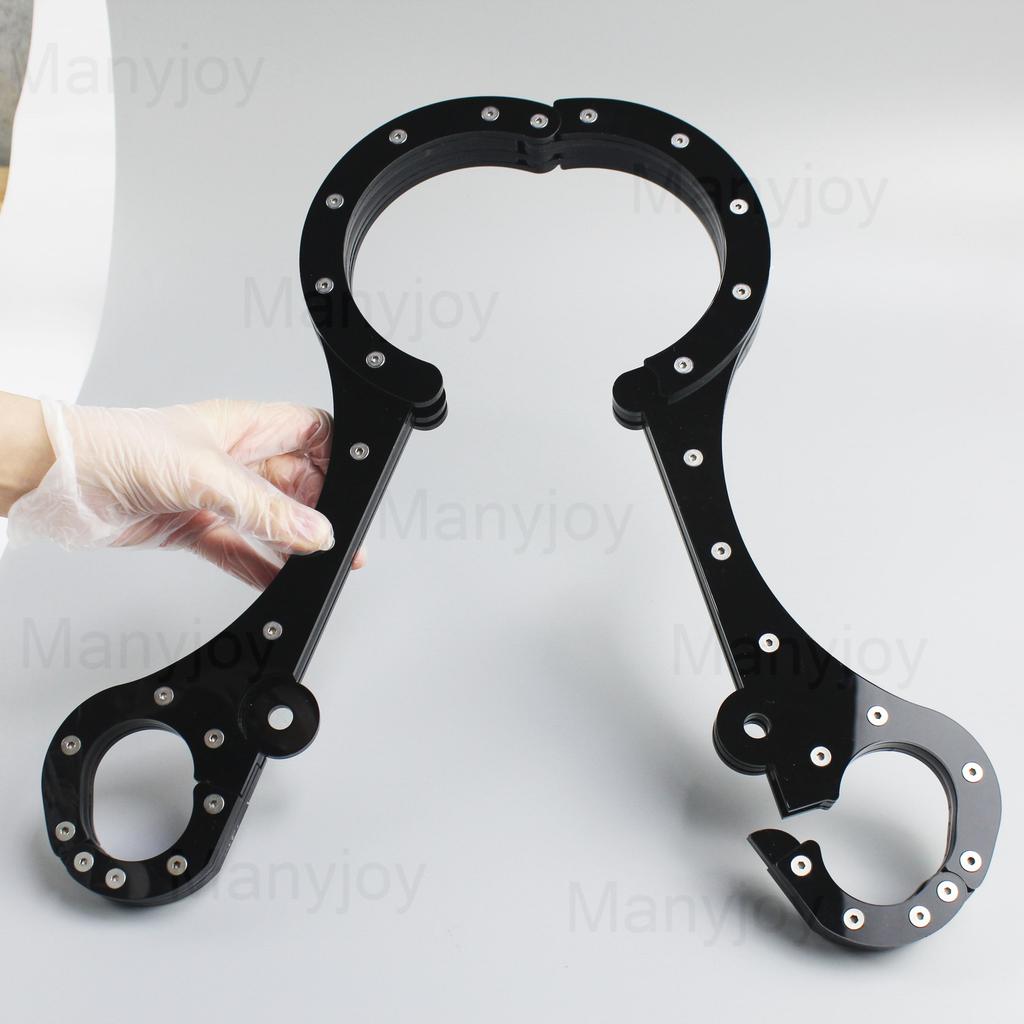 Luxury Clear Crystal Pillory Cangue Collar Neck Ring Oval Handcuffs Wrist Restraint Lock Bondage Yoke Sex Toy for Men Women