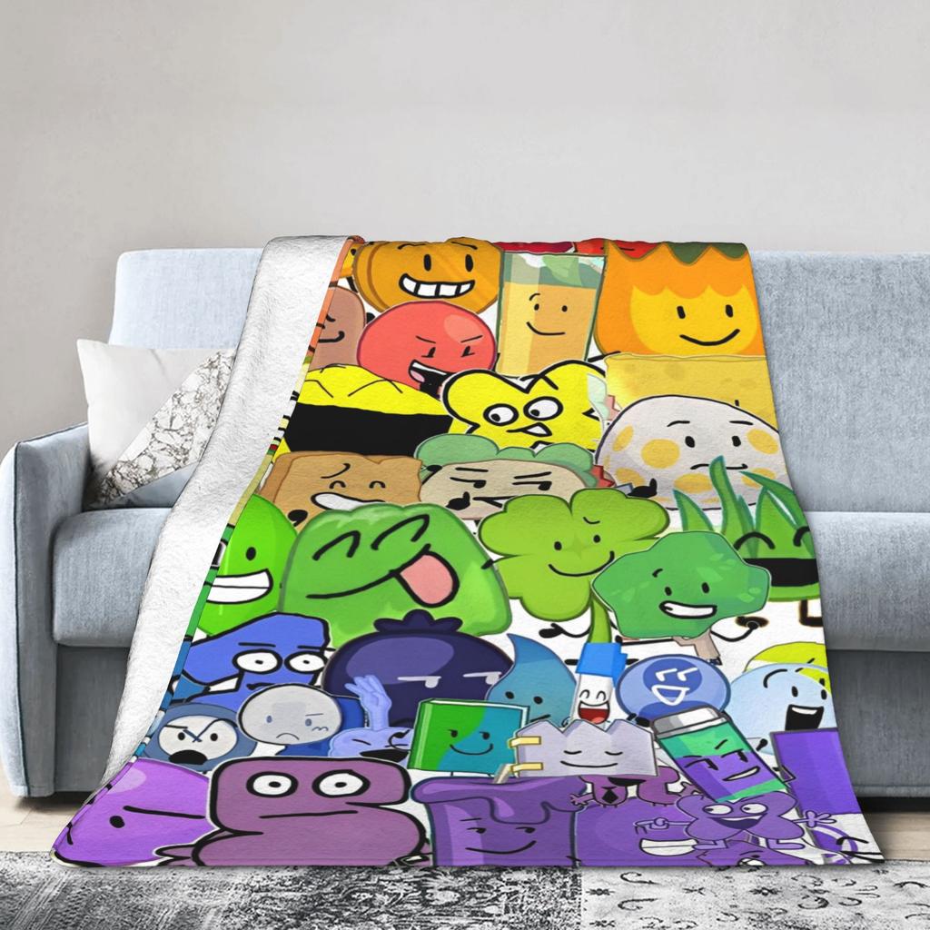 BFDI Inanimate Insanity Flannel Blanket Warm Soft Throw Blanket for Outdoor Travel Office Funny Bedspread Sofa Bed Cover