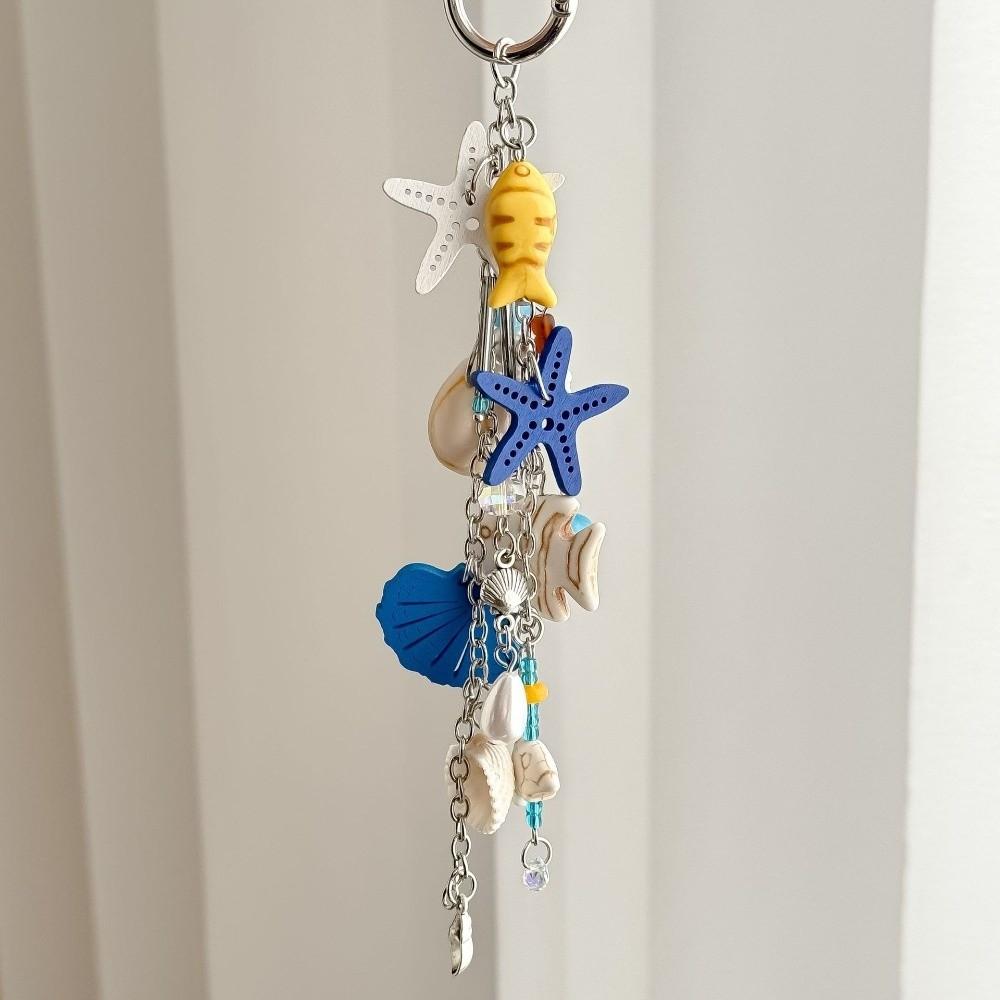 Conch Ocean Series Keychain Multi-Charm Bag Charm High-End Starfish Key Ring Vacation