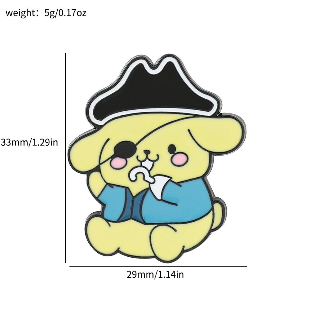 Cute Creative Personality Sanrio Brooch Pirate Pudding Dog Ragdoll Jade Cinnamon Dog Kulomi Badge