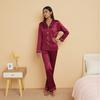 Large size satin satin pajamas women's spring and summer long-sleeved trousers thin silk casual home two-piece set