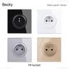 86 Type Tempered Glass French FR 16a Wall Socket, Power Socket, Adjustable Grounding Socket Home Villa Office Decoration
