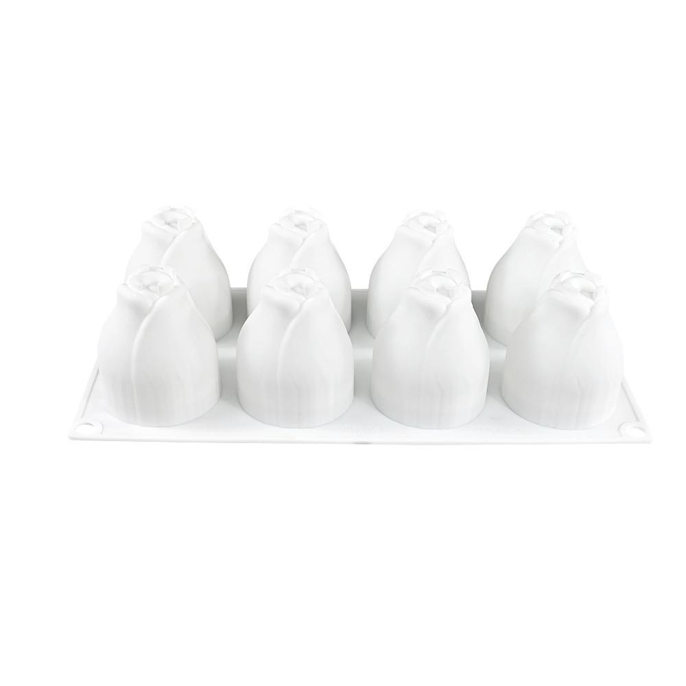 Flexible Rose Mousse Cake Mold 8 Cavity Chocolate Mold Silicone Cake Moulds Cake Decorating белый