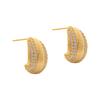 Korean Light Luxury Zircon Stud Earrings Textured Striped Teardrop Earrings Gold Plated Commute Jewelry for Women
