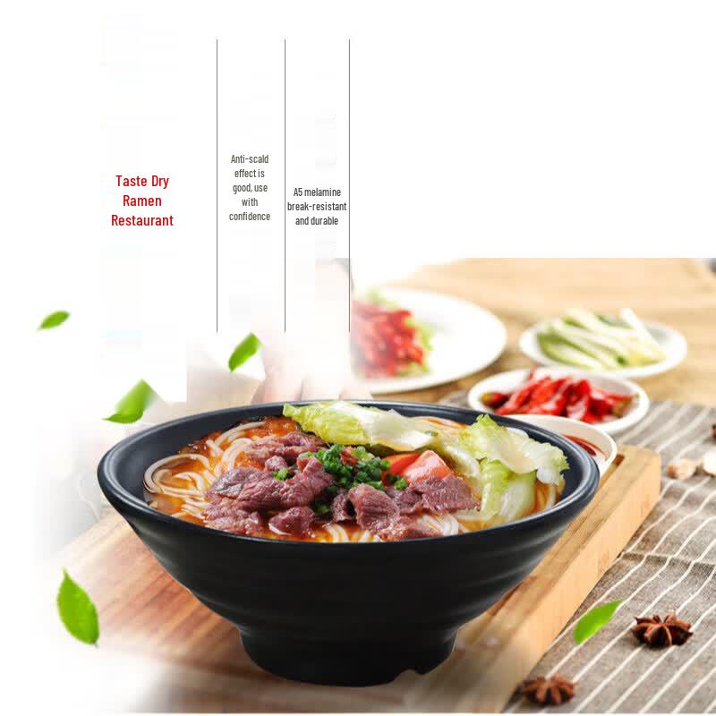 Jijun Commercial Black Frosted Melamine Noodle Soup Bowl