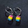 Stylish Pink, Yellow and Blue Three-color Striped Earrings, Trendy Atmosphere Earrings