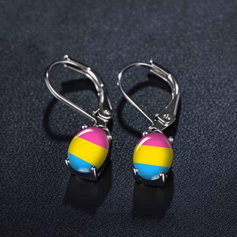 Stylish Pink, Yellow and Blue Three-color Striped Earrings, Trendy Atmosphere Earrings