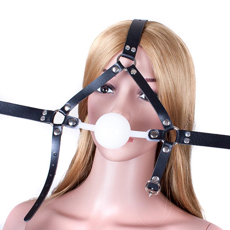 Adult Large Silicone Ball Gag: White Soft Gel Harness for Erotic Mouth Restraint and Oral Play