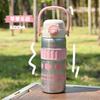 Kids Vacuum Insulated Stainless Steel Water Bottle With Straw Handle 600ml School Travel Girls Portable Thermos Cup