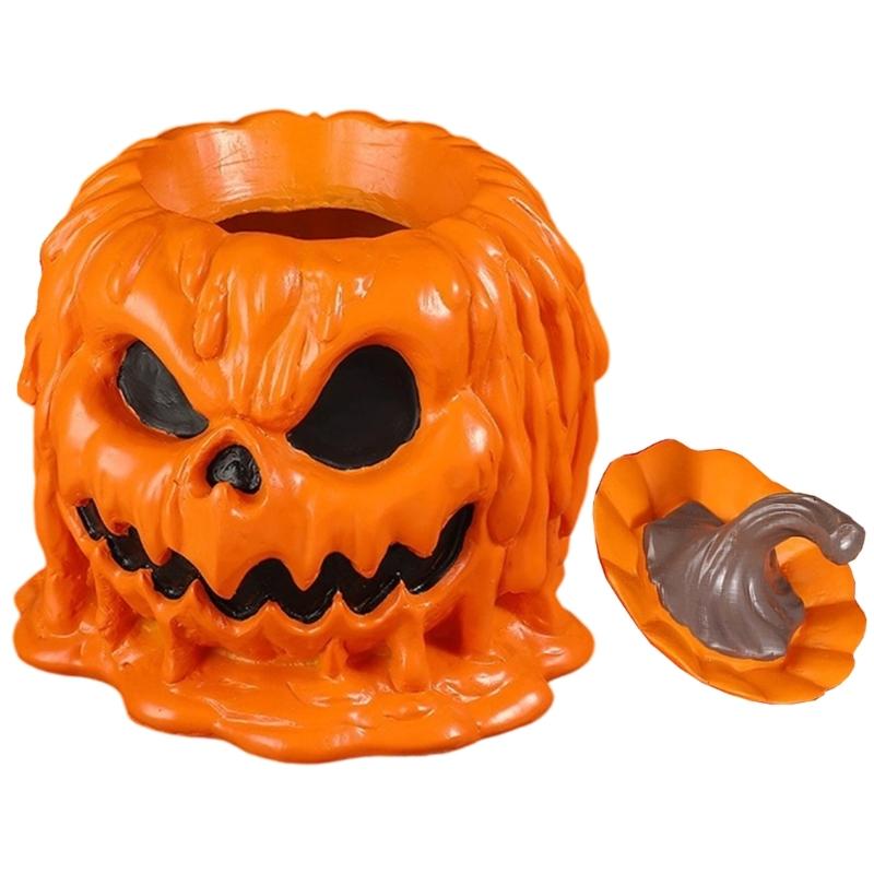  Compact Halloween Pumpkin Figurine Waterproof Resin Decoration For Home Garden Party Decors Storage Friendly