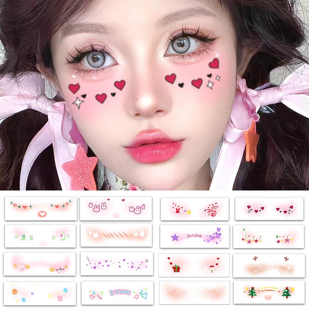 Christmas Makeup Face Stickers Disposable Sweet Blusher Tattoo Rabbit Sticker Deer Gift J4E9