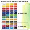 48 Premium-Aquarellfarben-Set, mit Aquarellpapier, Wasserpinseln, Detailpinsel und Glitzerfarben