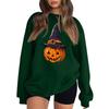 Women's Long Sleeve Neck Sweatshirt Loose Fit Casual Pullover Top with Small Halloween Print