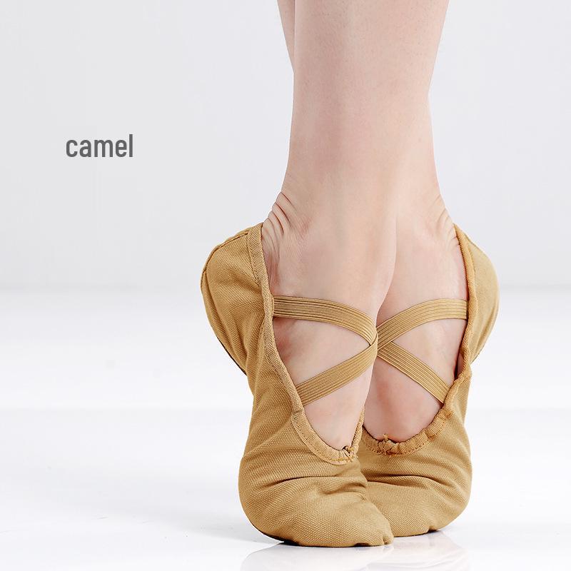 Ballett-dansesko i lerret for barn og kvinner - Myk såle, ensfarget, egnet for yoga og trening