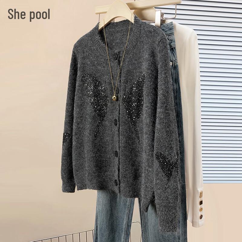 

Women s Butterfly Pattern Knit Cardigan One Size