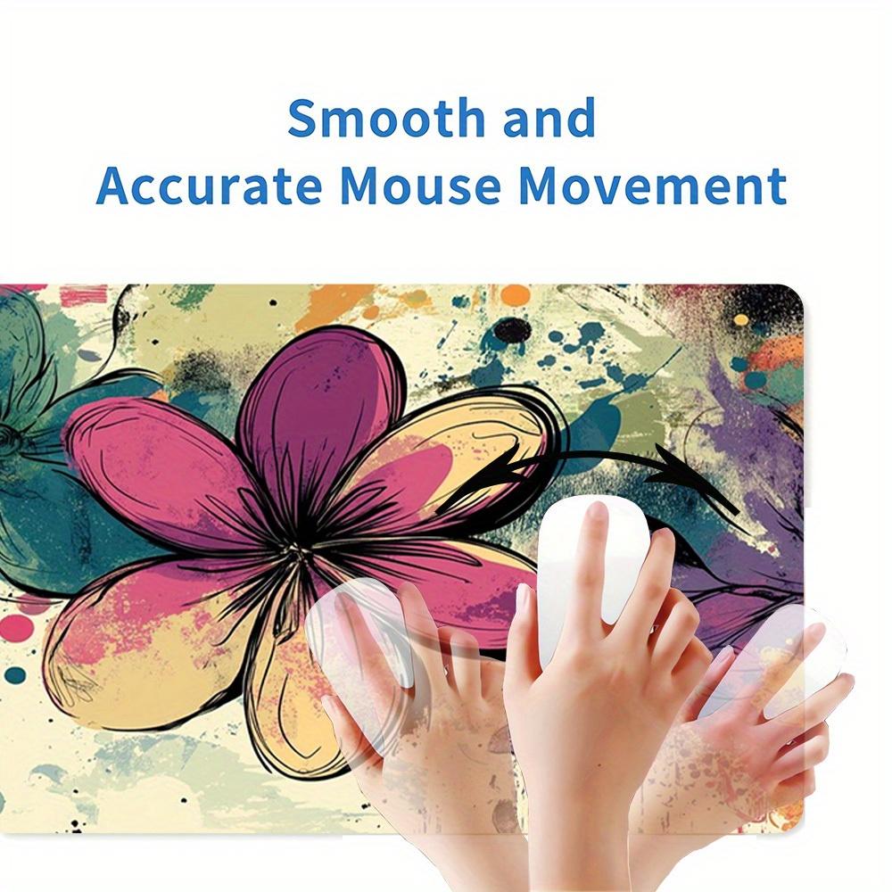 1pc Large Gaming Mouse Pad, UV Reactive Non-Slip Desk Mat, Washable PolyesterFloral, Abstract, VibrantComputer Pad with Vibrant Game Machine
