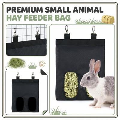 Hängende Heutasche für Kleintiere mit doppelten Futteröffnungen Strapazierfähiges Stoffdesign für Kaninchen, Hamster, Meerschweinchen und andere Kleintiere