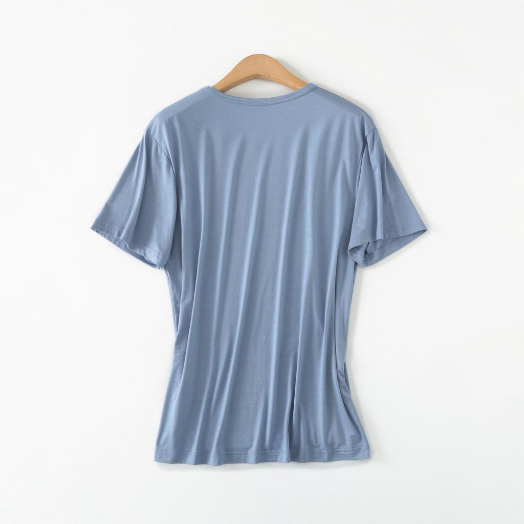 Men's Casual Modal Pajamas - Short-Sleeve, Loose Fit, Round Neck, Plus Size, Lightweight Summer Homewear Top