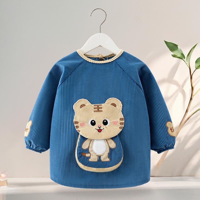 Waterproof Long-Sleeve Baby Coveralls: Anti-Stain Backwards Bibs for Boys & Girls - Perfect for Mealtime in Autumn & Winter.