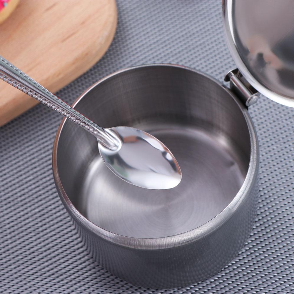 Silver Spice Container Waterproof Salt Organizer Practical Stainless Steel Sugar Bowl  for Kichen
