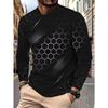Men's Casual Autumn and Winter Printed Long-sleeved Crew Neck T-shirt, Suitable for Outdoor Work Casual Crew Neck T-shirt