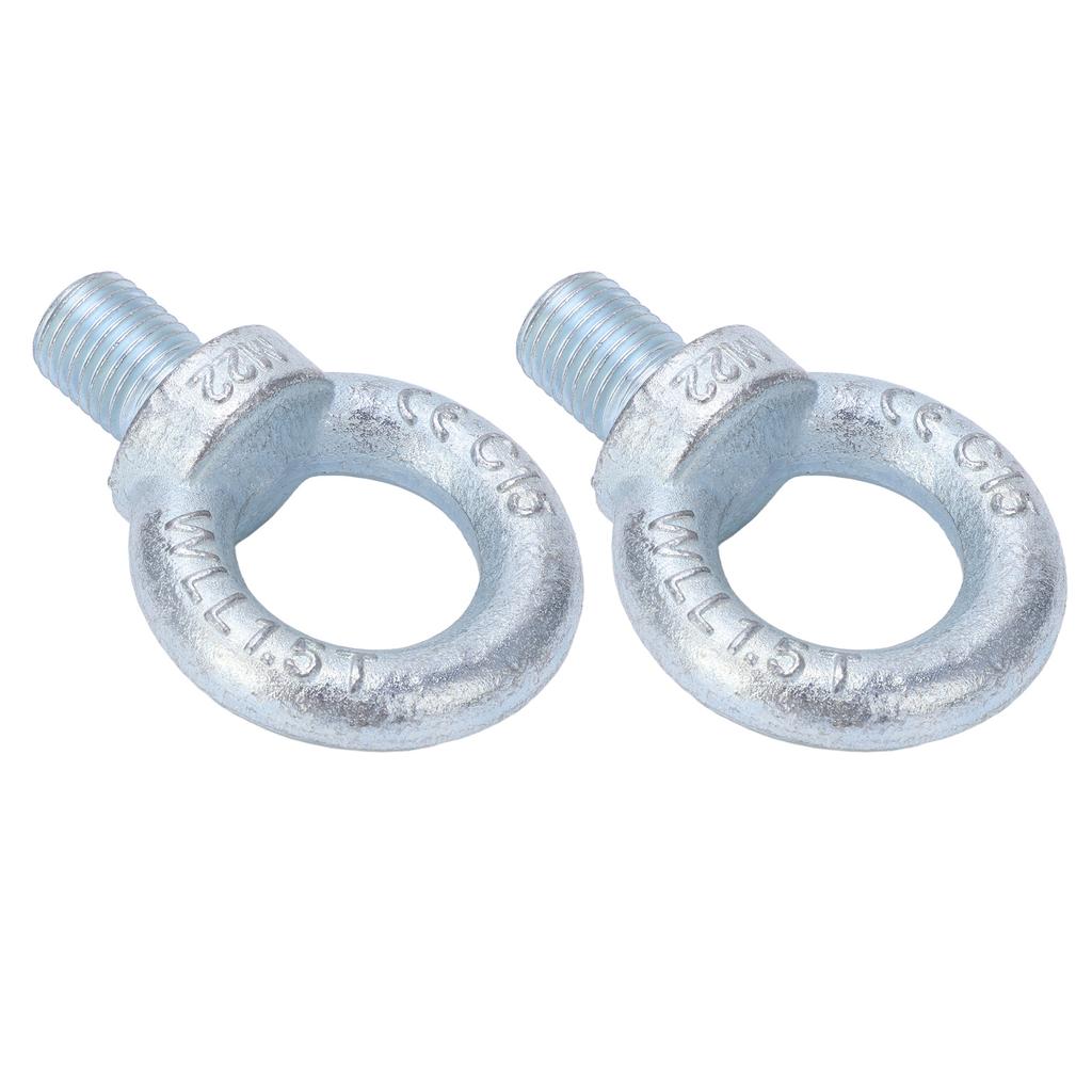 2PCS Lifting Ring Bolts Galvanized Carbon Steel Eyebolts Deep Threaded Lifting Shoulder Eyebolt M22