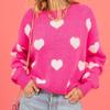 2023 Spring Women's Plus Size Heart Pattern Valentine's Day Sweater - European & American Style Pullover
