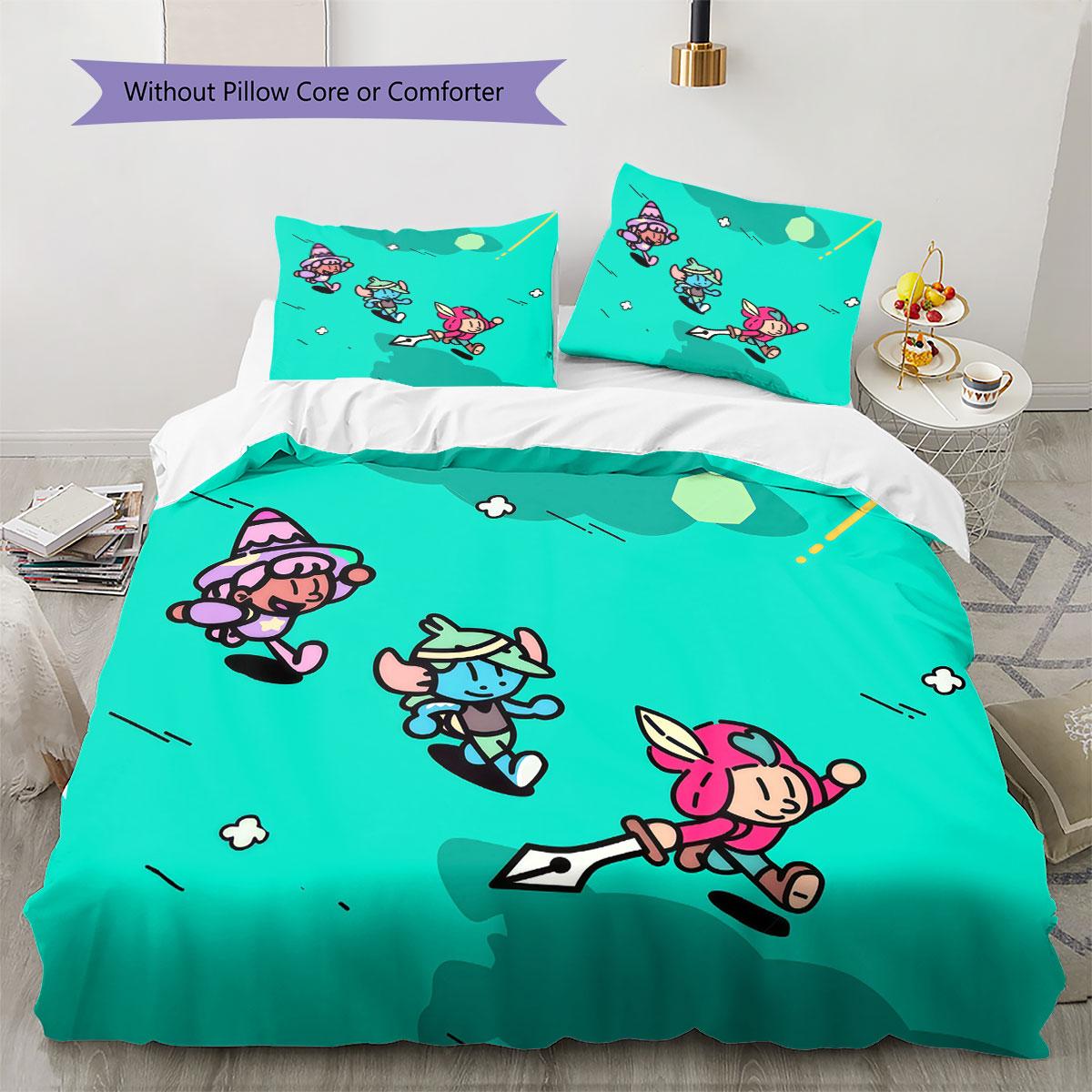 Pluckys quire Pattern Bedding Quilt Set Quilt Cover Pillowcase Home Decoration Birthday Gift (1 * duvet cover + 2 * pillowcase, without core) 135x200cm