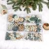 24pcs/set Wooden Christmas Tree Ornaments Snowflakes Stars Elk DIY Christmas Hanging Pendant