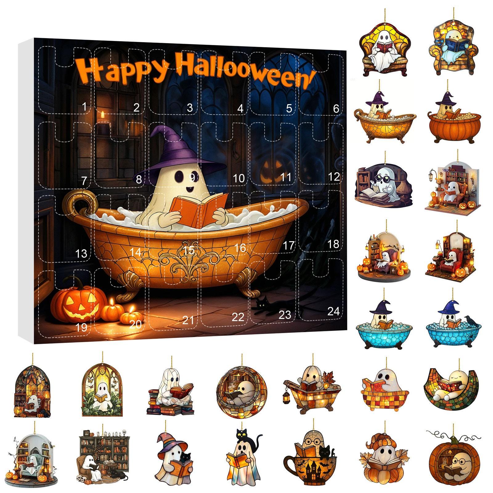 

Хэллоуин Подвесное украшение Адвент-календарь , 24 шт. Коллекционные предметы для праздничной вечеринки Обратный отсчет, Календарь обратного отсчета Хэллоуина Сюрприз One Size