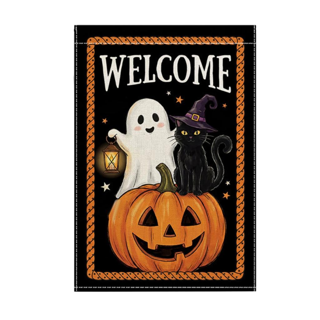 Halloween Garden Flag with Leaf Print for Fall Outdoor Decor
