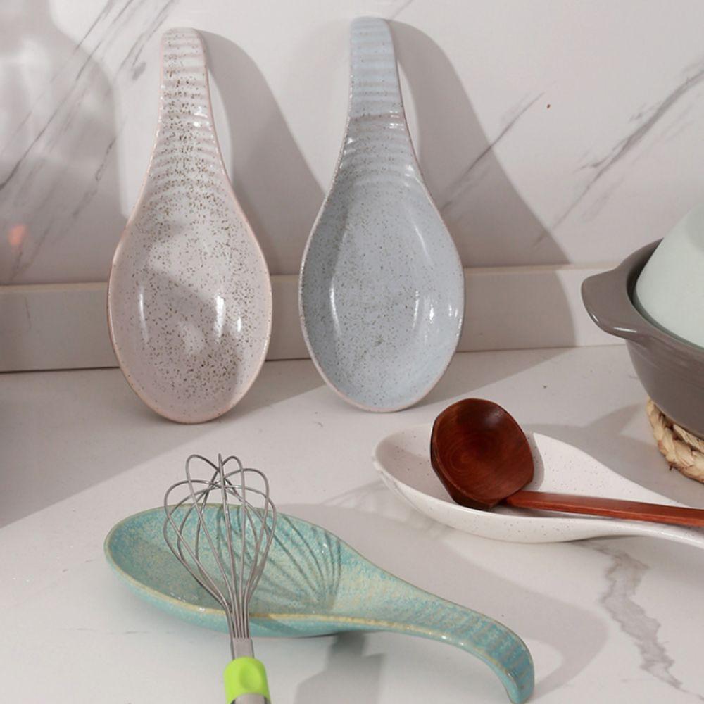 Vintage Keramisk Spatelstöd Anti-halk Textur Redskapshållare Slevhållare Matsalsbord
