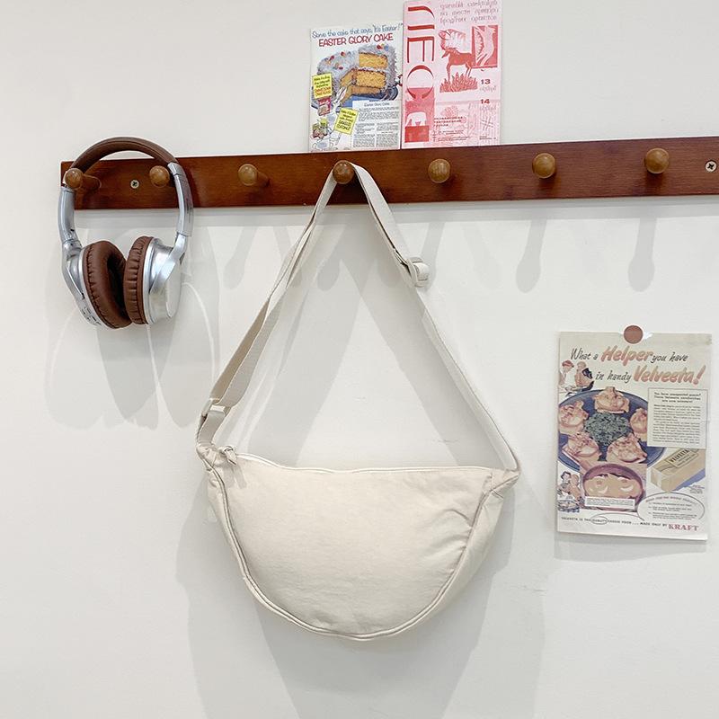 Solid Color Dumpling Bag Women's New Trendy Dumpling Bag Lightweight Shoulder Canvas Bag Satchel Bag Underarm Bag