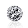 Fashion Sterling Silver Jewelry Charms For Bracelet Fine Jewelry Making Zirconia Vintage Blooming Lotus Rose Pendant Charm Beads