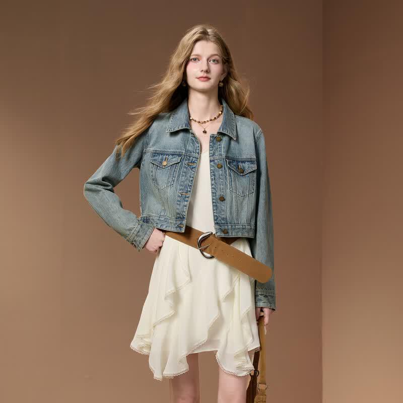 Sancai Women's Fall 2026 Short Denim Jacket