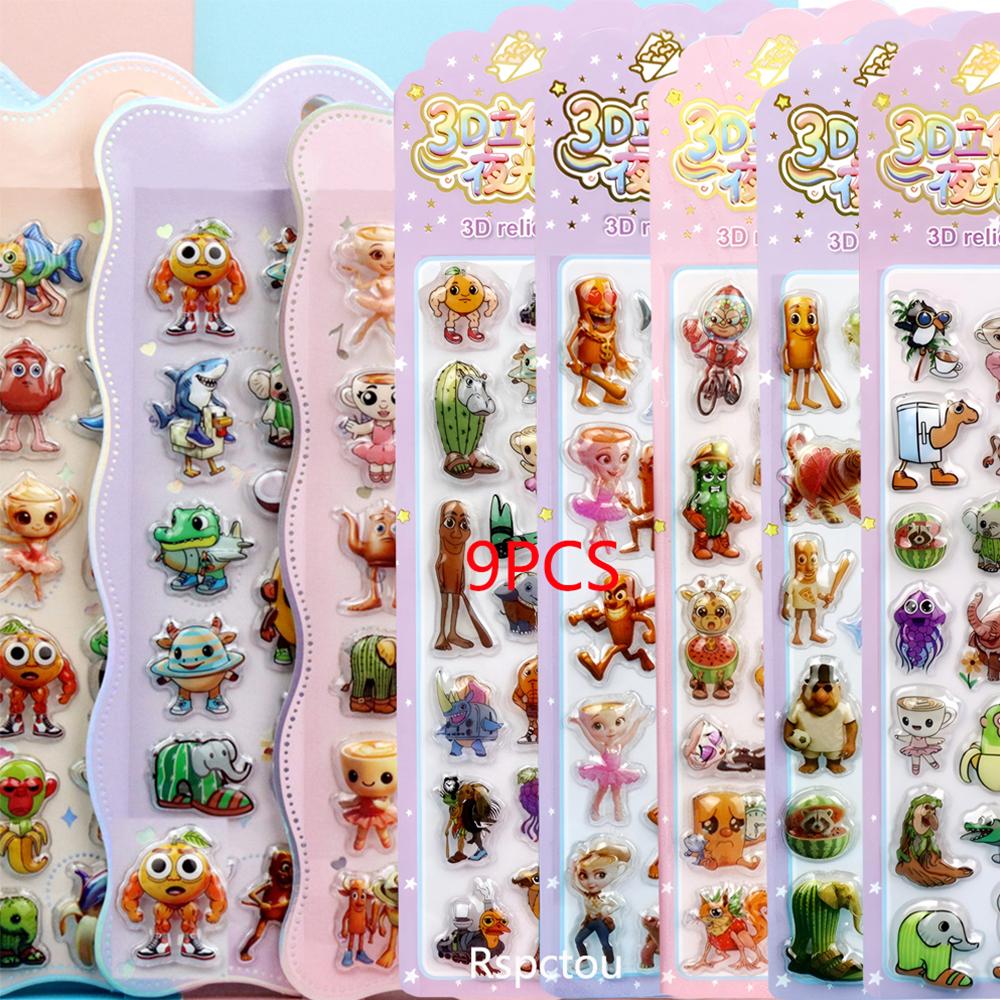 Cute Italian Brainrot Cartoon 3D Stickers Funny Tung Tung Tung Sahur Bubble Decals Waterproof Decoration Sticker Toy