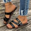 Große Schnallenschuhe Einriemen Flache Hausschuhe Damen Lässige Quadratische Zehen Strand Zehensandalen