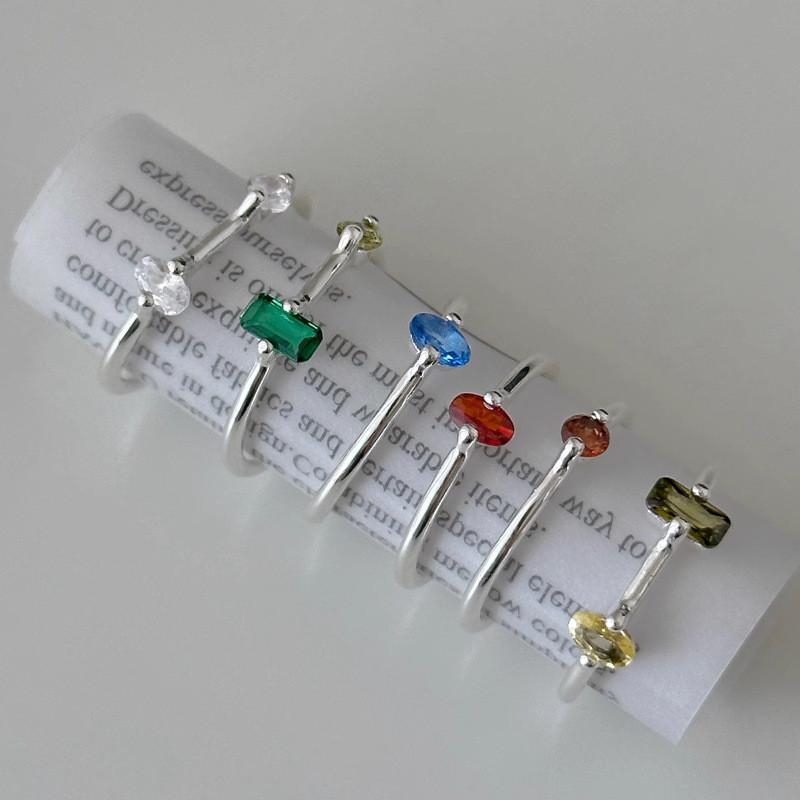 Trendy Minimalist Zircon Ring For Women Adjustable Geometric Copper Fashion Band