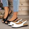 Big-size Shoes - Retro Low-cut Flat Casual Peep-toe Sandals