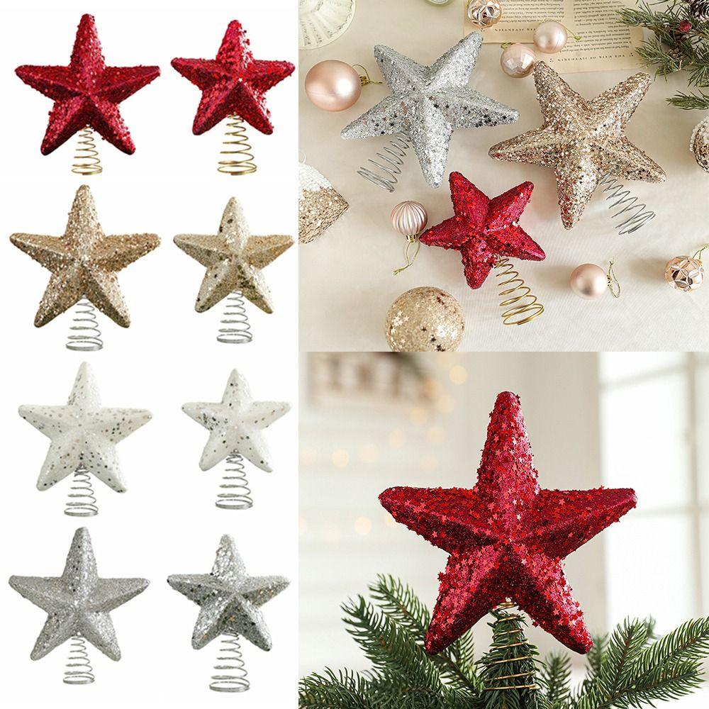 Unique Christmas Tree Topper Decoration Shiny Xmas Tree Ornament New Year Party