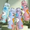 1PC Mixed Farm Animal Doodle Print 750ml Color Plastic Sports Water Bottle Leakproof Flip Straw Lid Suitable for Sports Office Home Use