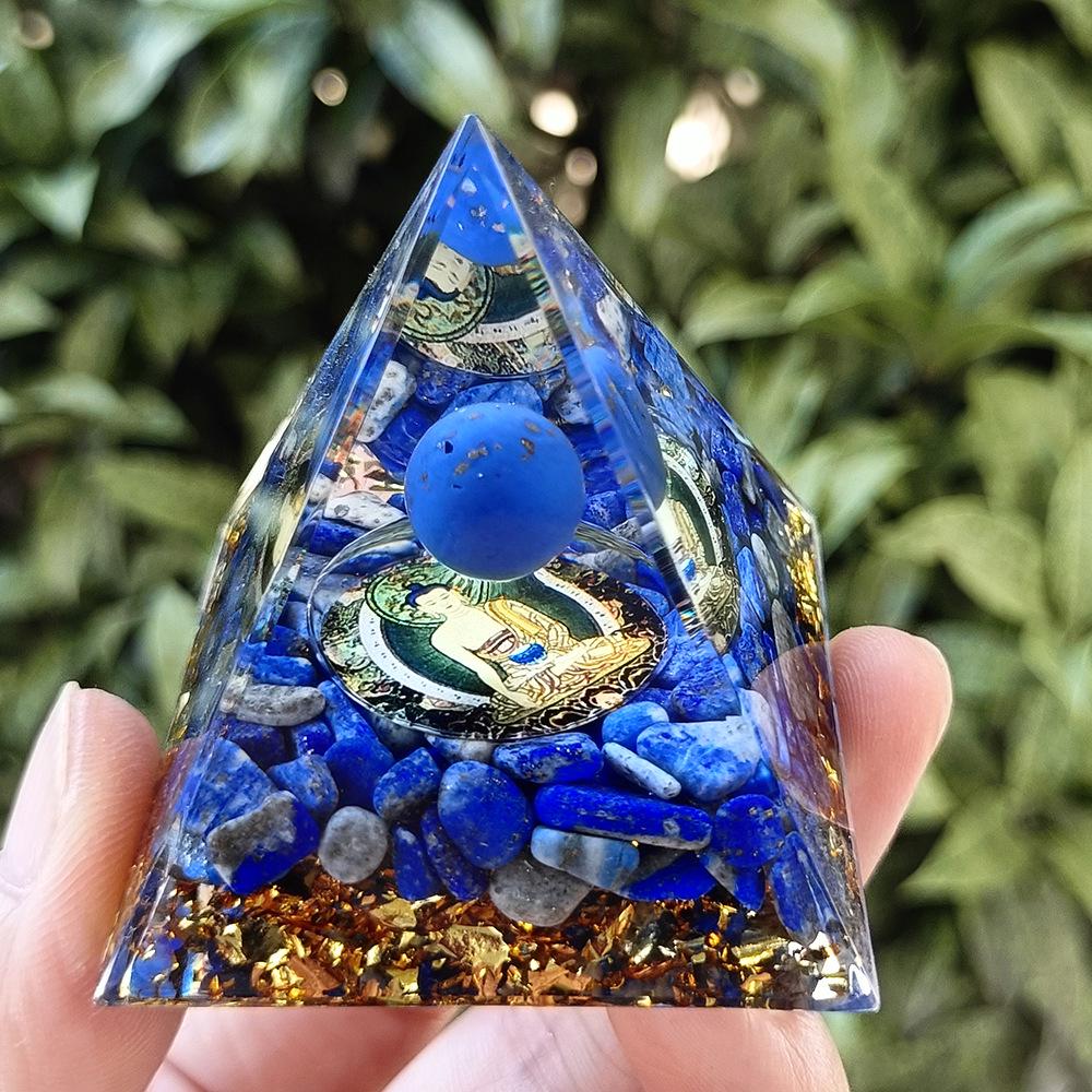 Crystal Gravel Pyramid Ornament - Resin Epoxy Craft for Home or Office Decoration and Gift