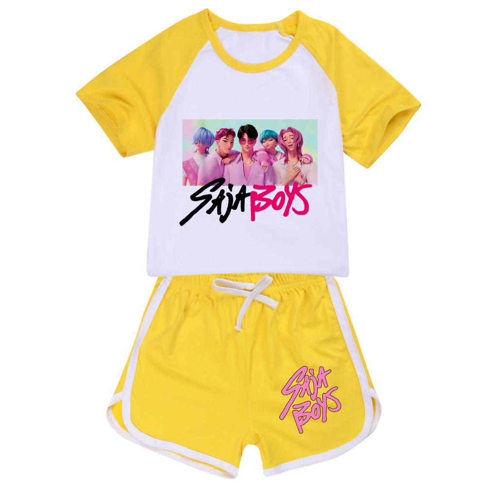 5028 Kids Girls Sajaboys POP Rumi Zoey Mira Print T-shirt Shorts Sport Tracksuit Clothes Set