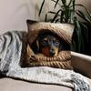 Adorable Dachshund Plush Pillow Cover 45.72x45.72cm - Cute Animal Design with Zipper Closure, Machine Washable, Perfect for Living Room and Bedroom De