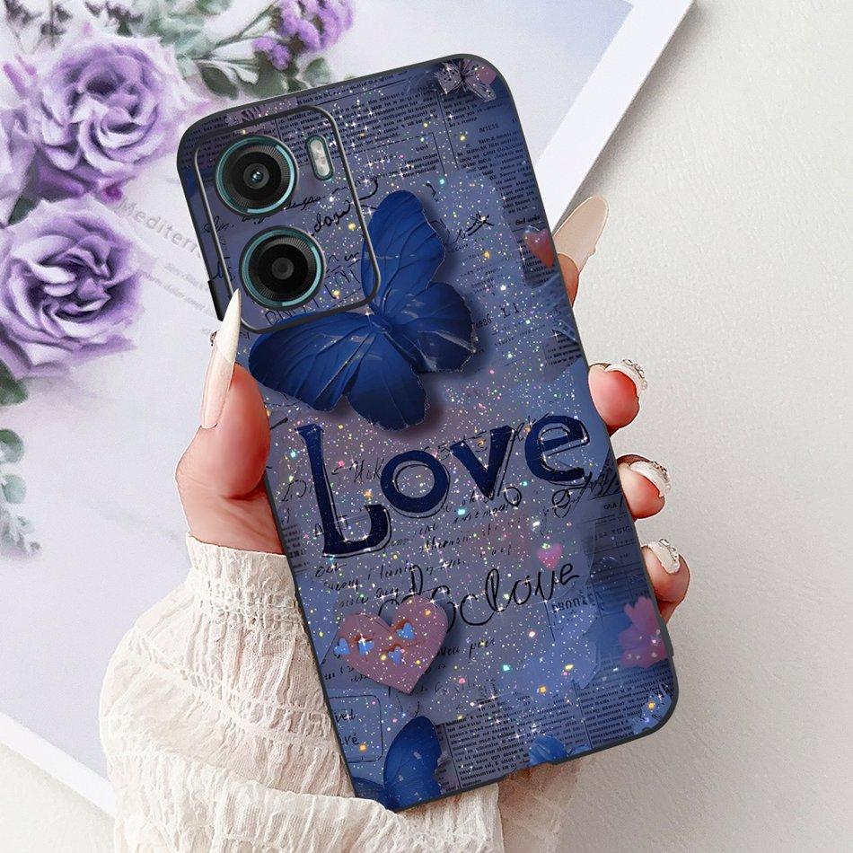For Motorola Moto G05 G15 E15 2024 Floral Butterfly Phone Case For MOTO G05 G15 E15 4G Black Silicone Soft Lightweight Case